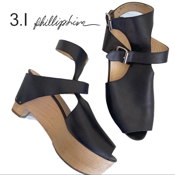 3.1 Phillip Lim Constantine Chunky Leather Platform Sandals - Picture 1 of 10